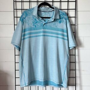 Tommy‎ Bahama Hibiscus Horizon Polo Shirt Mens XL Tropical Turquoise